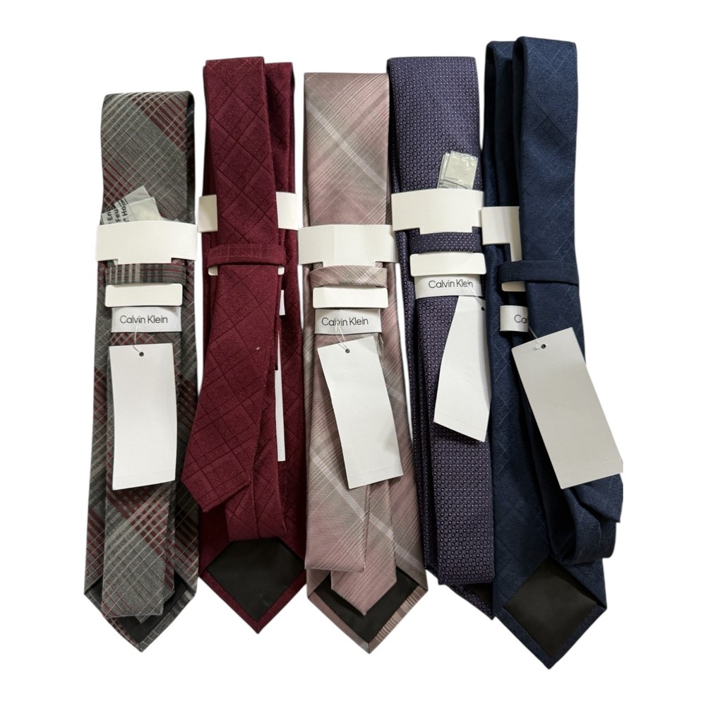Calvin Klein Necktie Lot of 5 Mens One Size Ties Various Colors and Patterns New - Picture 6 of 6